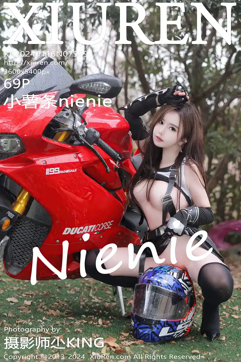 [XiuRen秀人网] No.7969 模特小薯条nienie摩托女郎角色白上衣配黑短裙秀丰满身材诱惑写真-就是免费