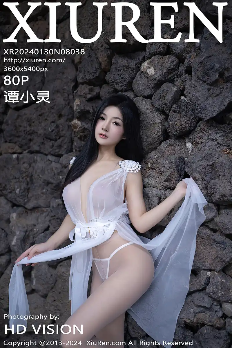 [XiuRen秀人网] No.8038 模特谭小灵性感白色轻薄连衣短裙配超薄肉丝秀惹火身段诱惑写真-就是免费