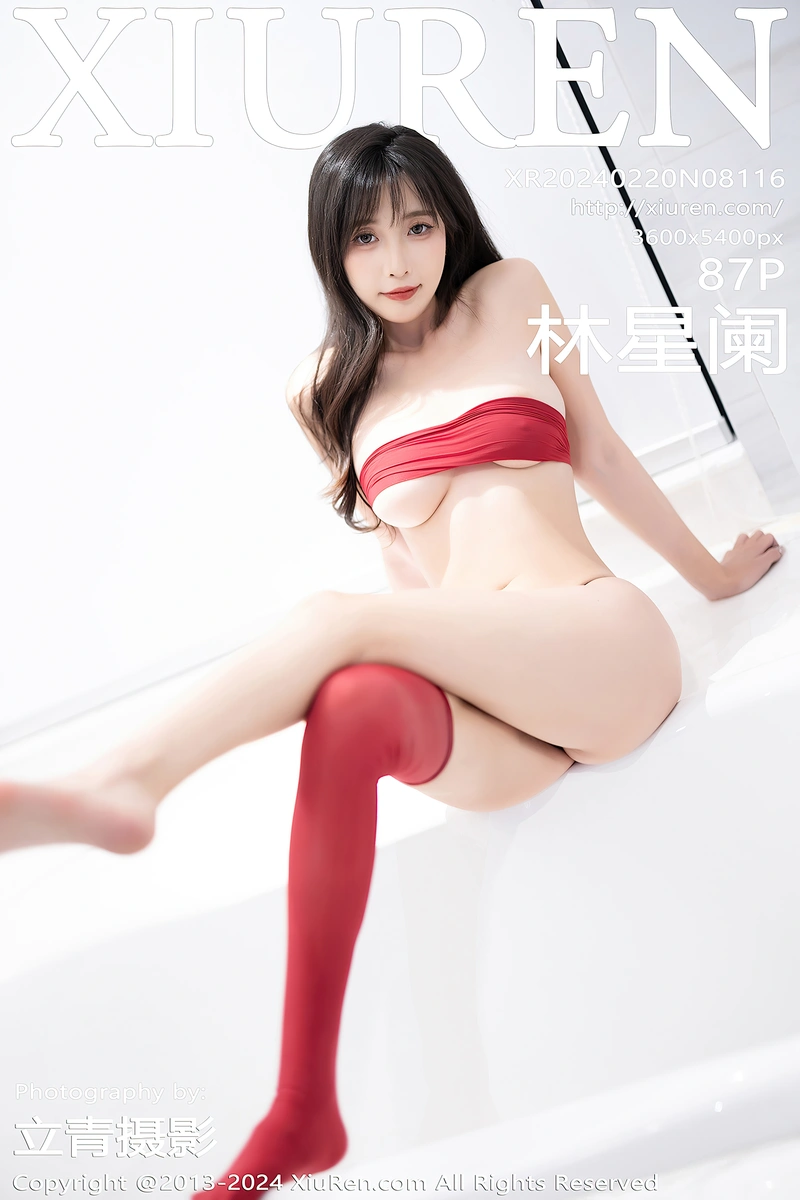 [XiuRen秀人网] No.8116 模特林星阑红色服饰配黑丝袜+黑色情趣服配红丝袜迷人诱惑写真-就是免费