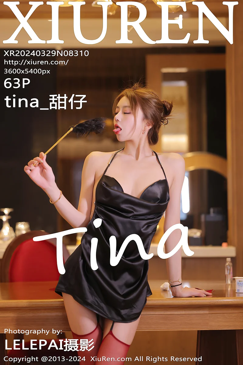 [XiuRen秀人网] No.8310 模特tina_甜仔性感黑色吊带短裙配红丝吊袜秀凹凸身材诱惑写真-就是免费