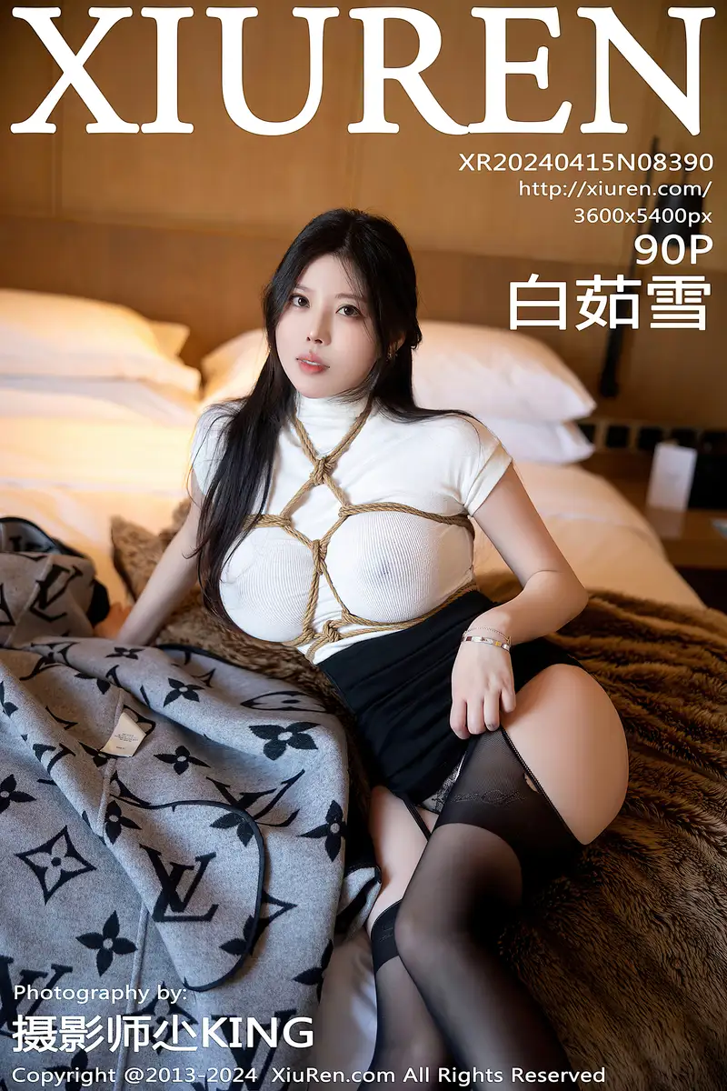 [XiuRen秀人网] No.8390 模特白茹雪私房捆绑艺白色轻透衣配黑丝吊袜秀丰腴身材诱惑写真-就是免费