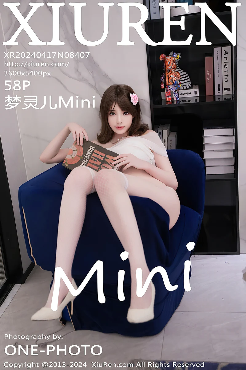 [XiuRen秀人网] No.8407 模特梦灵儿Mini白色露肩连衣短裙配白丝网袜秀完美身材诱惑写真-就是免费