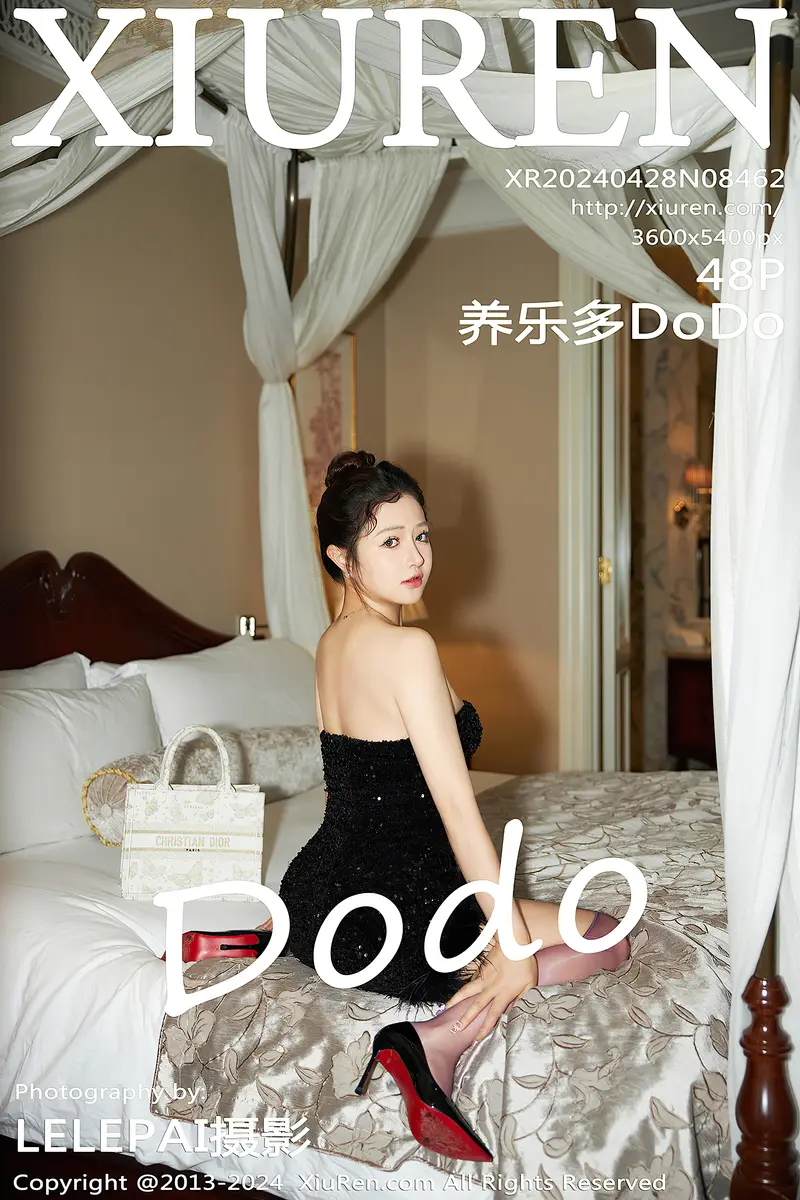 [XiuRen秀人网] No.8462 模特养乐多DoDo性感黑色小礼服露紫色情趣内衣配丝袜诱惑写真-就是免费