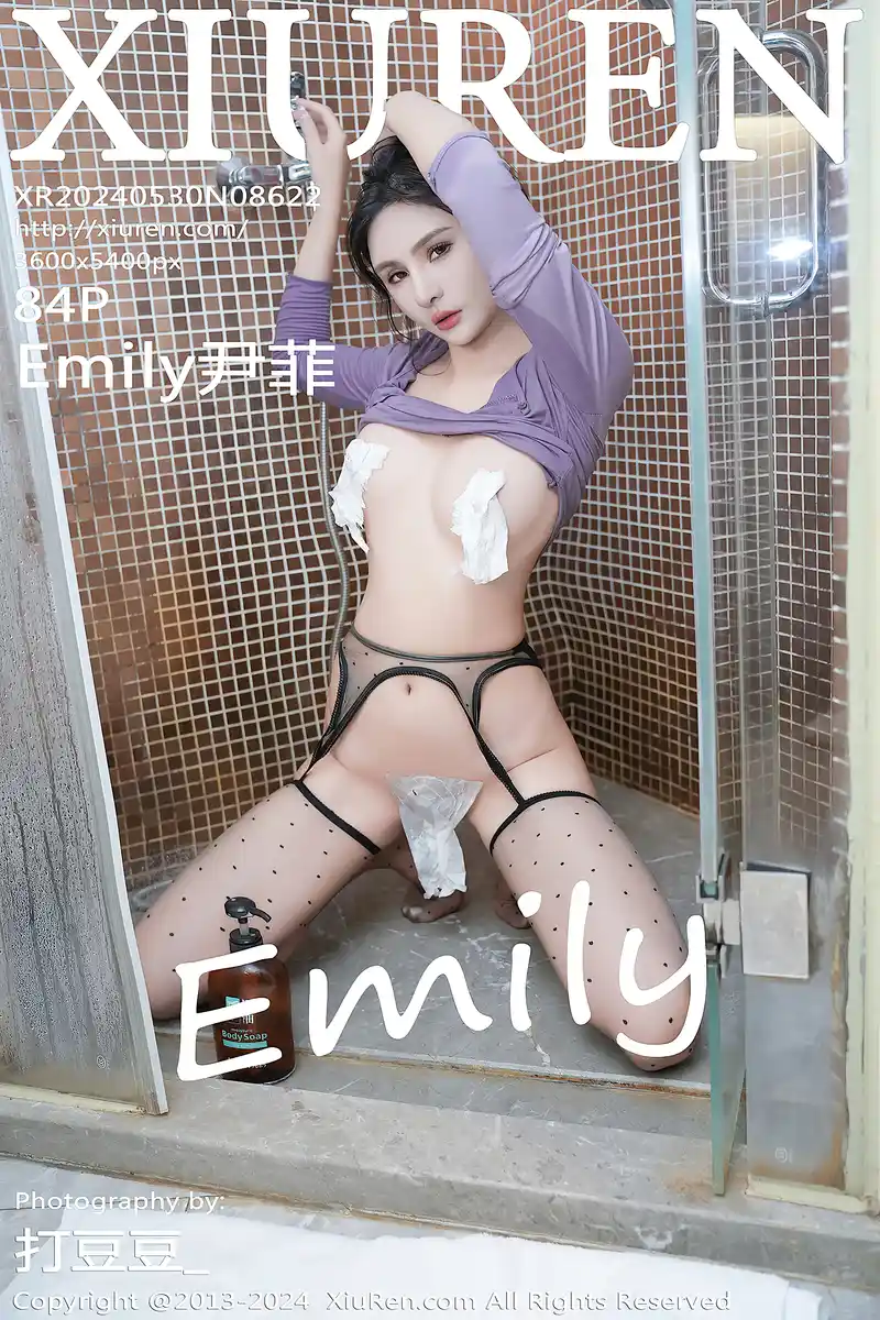 [XiuRen秀人网] No.8622 模特Emily尹菲厨房场景性感紫色包臀短裙配黑丝吊袜秀美腿写真-就是免费