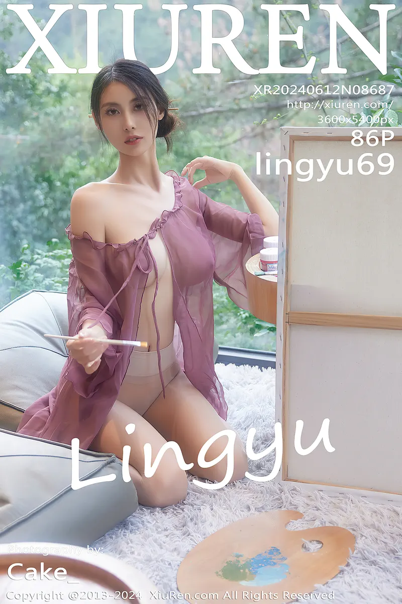 [XiuRen秀人网] No.8687 模特Lingyu69性感紫色轻透连衣裙配白丝袜秀丰腴身材诱惑写真-就是免费