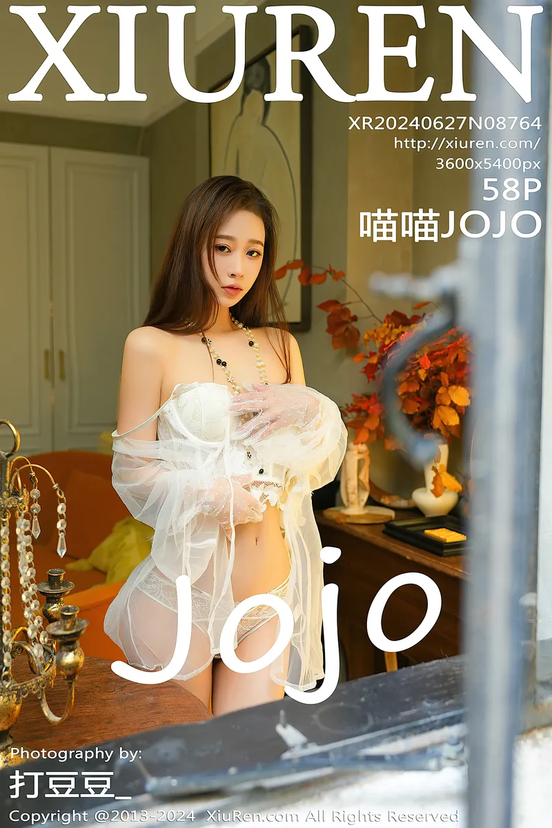 [XiuRen秀人网] No.8764 模特喵喵JOJO性感白色透明情趣内衣配白丝袜秀曼妙身姿诱惑写真-就是免费