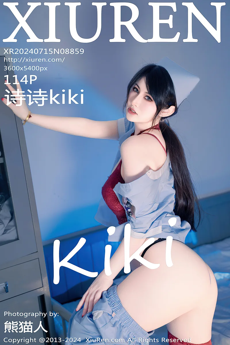 [XiuRen秀人网] NO.8859 模特诗诗kiki性感灰色护士服露红色蕾丝内衣秀丰满身材诱惑写真-就是免费
