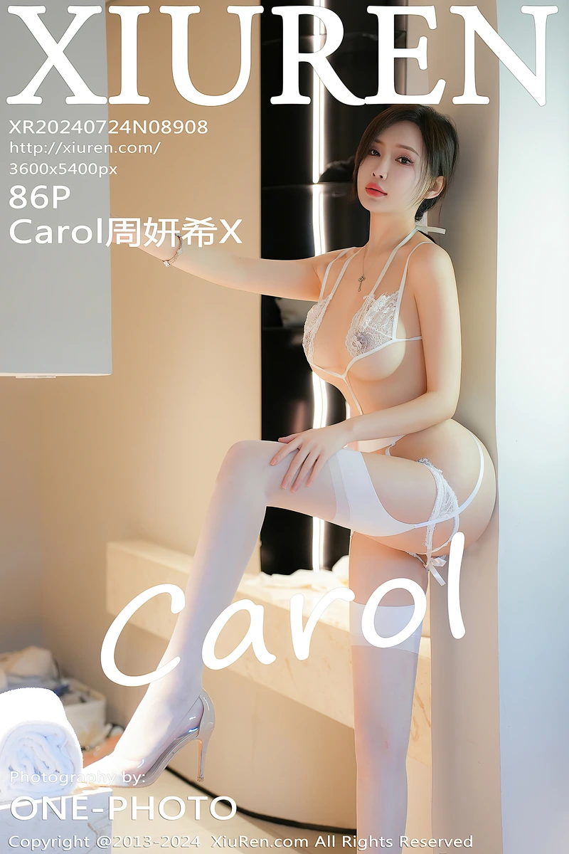 [XiuRen秀人网] NO.8908 女神Carol周妍希性感白色情趣内衣配白丝吊袜秀惹火身材诱惑写真-就是免费