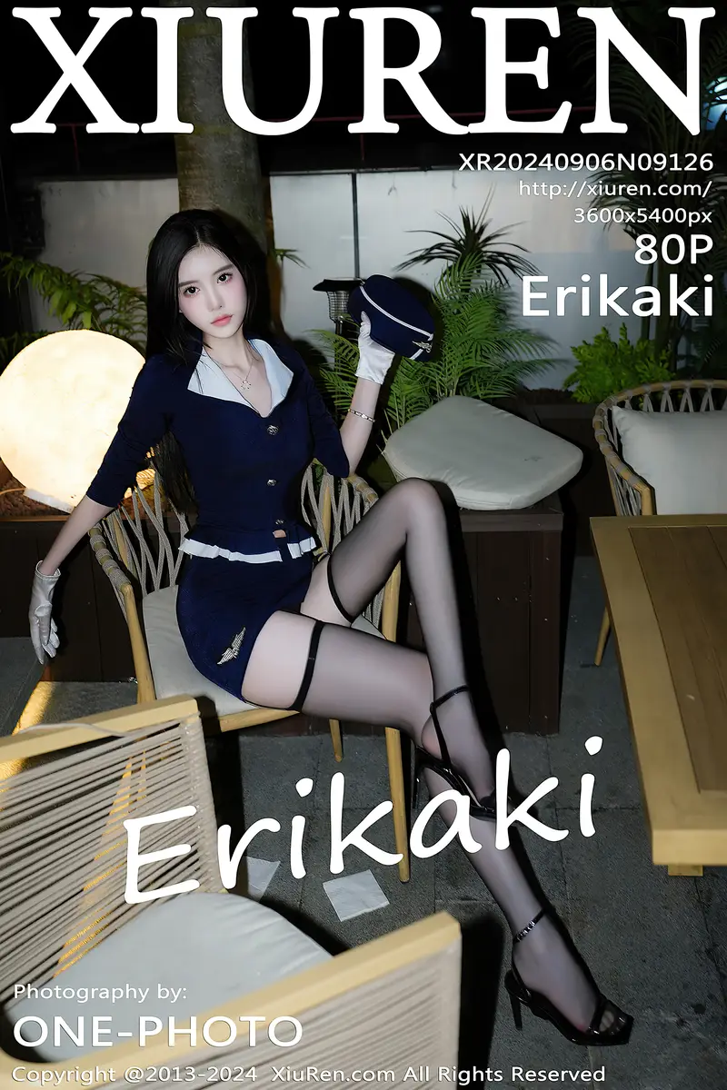 [XiuRen秀人网] NO.9126 模特Erikaki性感蓝色空姐制服配黑丝吊袜秀修长美腿撩人诱惑写真-就是免费