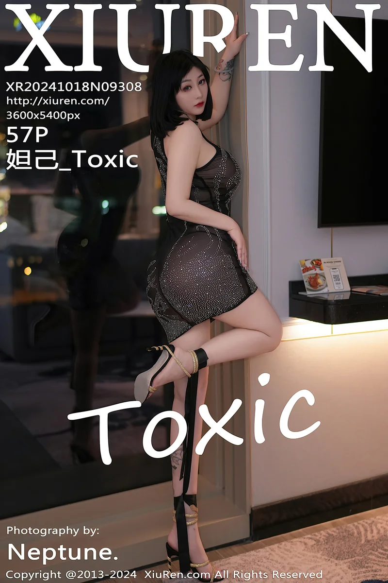 [XiuRen秀人网] NO.9308 女神妲己_Toxic性感黑色轻透连衣短裙秀丰腴身姿惹火诱惑写真-就是免费