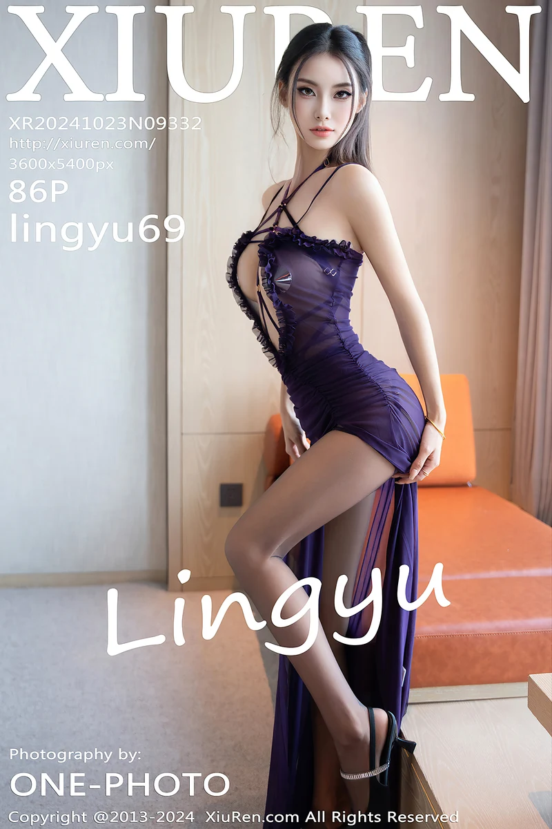 [XiuRen秀人网] NO.9332 模特Lingyu69性感紫色连衣裙露带子情趣服饰秀惹火身材诱惑写真-就是免费