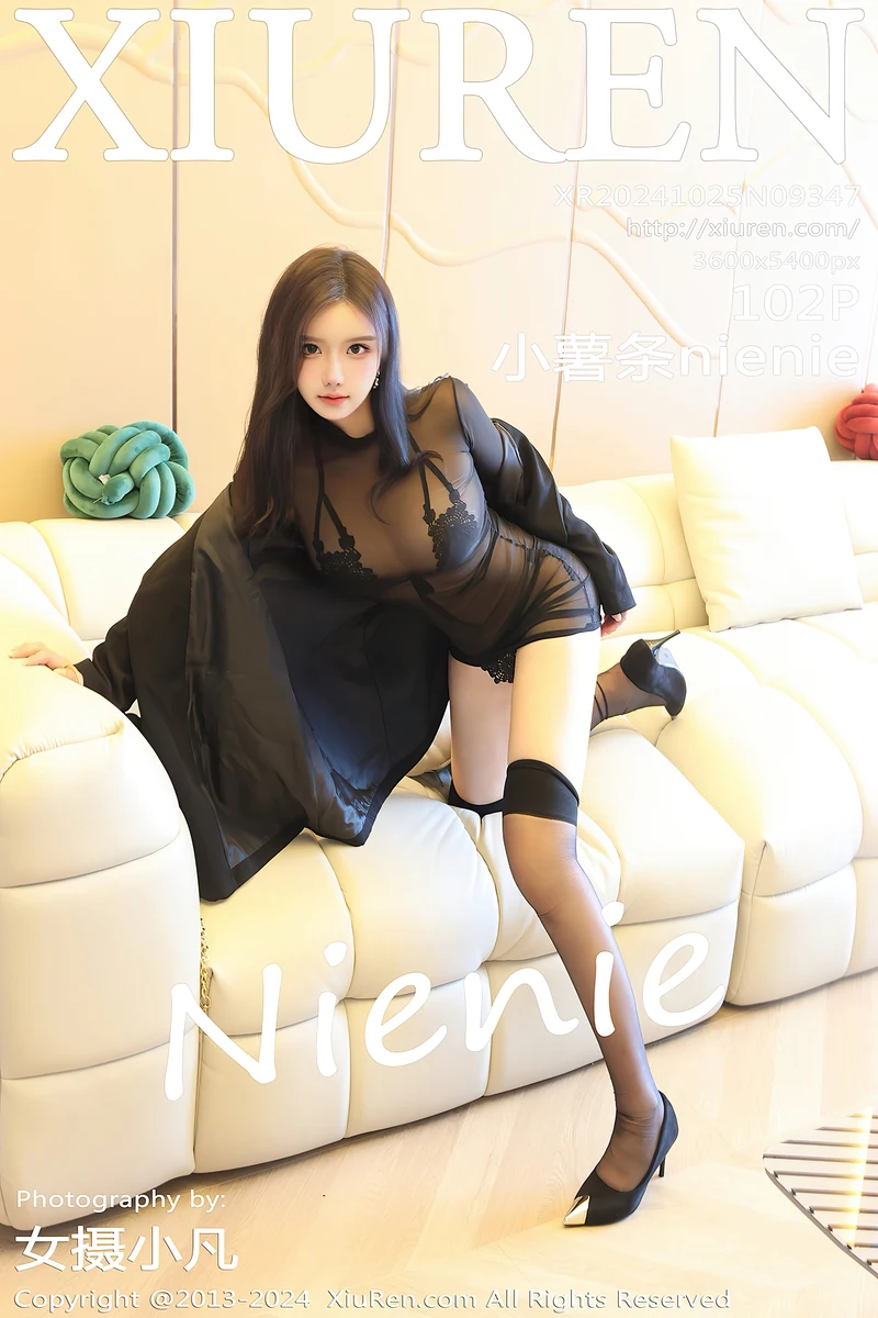 [XiuRen秀人网] NO.9347 模特小薯条nienie性感黑色内衣配黑丝袜秀完美身材撩人诱惑写真-就是免费