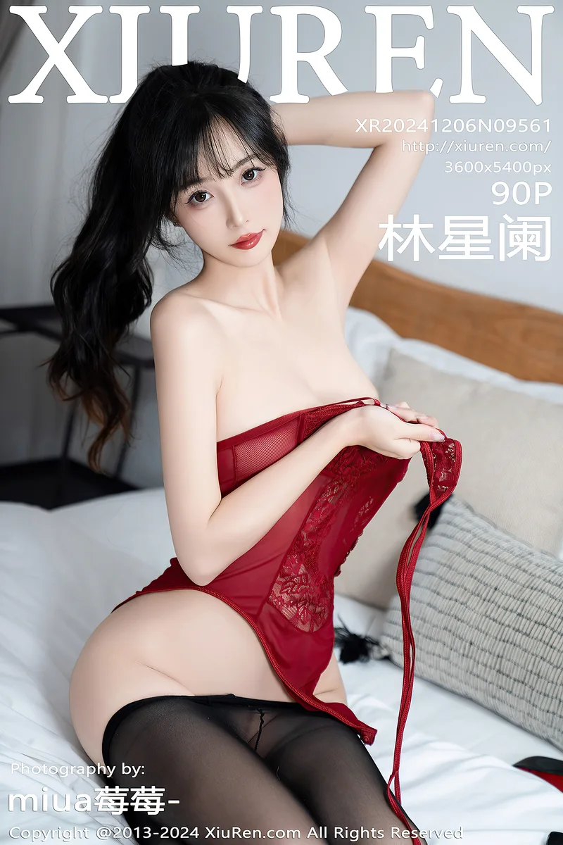 [XiuRen秀人网] NO.9561 模特林星阑性感红色蕾丝连体衣配黑丝吊袜秀曼妙身姿诱惑写真-就是免费