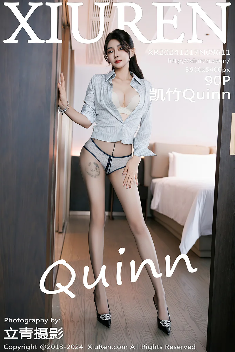 [XiuRen秀人网] NO.9611 模特凯竹Quinn浅色OL服饰露性感内衣配黑丝袜秀丰腴身姿诱惑写真-就是免费